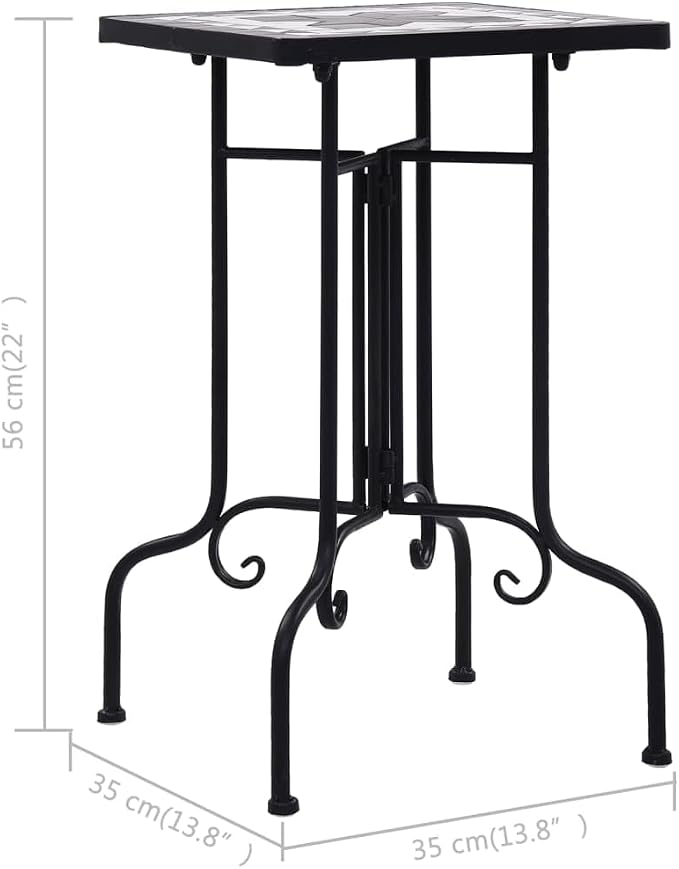 vidaXL Side Table, Plant Table, Plant Stand, Flower Pot Stand for Living Room Hall Patio Balcony Porch Backyard, Black and White Ceramic