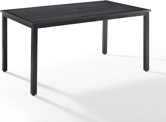 Crosley Furniture Kaplan 6-Person Rectangular Outdoor Dining Table with Umbrella Hole for Outside Patio, Oil-Rubbed Bronze