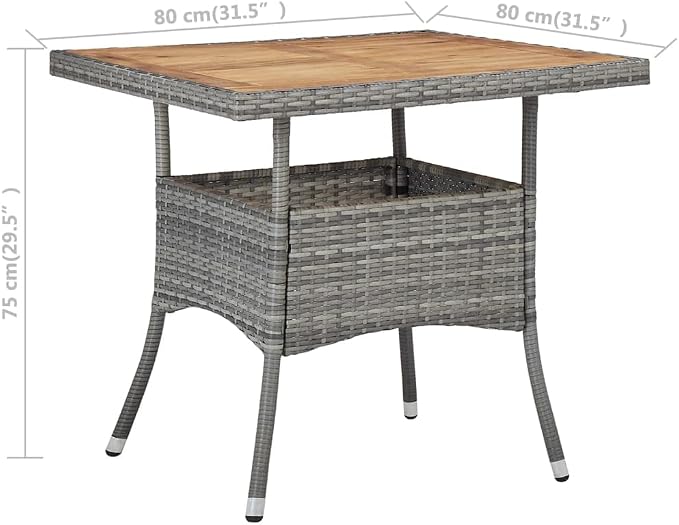 vidaXL Patio Dining Table, Patio Table with Storage, Outdoor Table, Garden Furniture for Porch Deck Lawn Backyard Balcony, Solid Acacia Wood PE Rattan