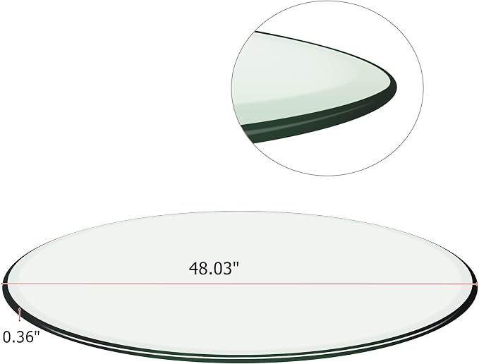 48" Tempered Glass Table Top Round Transparent Table Surface 3/8'' Thick Pencil Polished Edge Multipurpose for Dining, Coffee, Restaurant and End Table (48 inch)