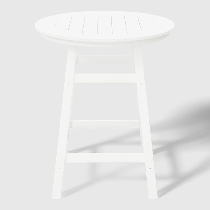WestinTrends Outdoor 35" HDPE Round Patio Counter Height Bar Table, White
