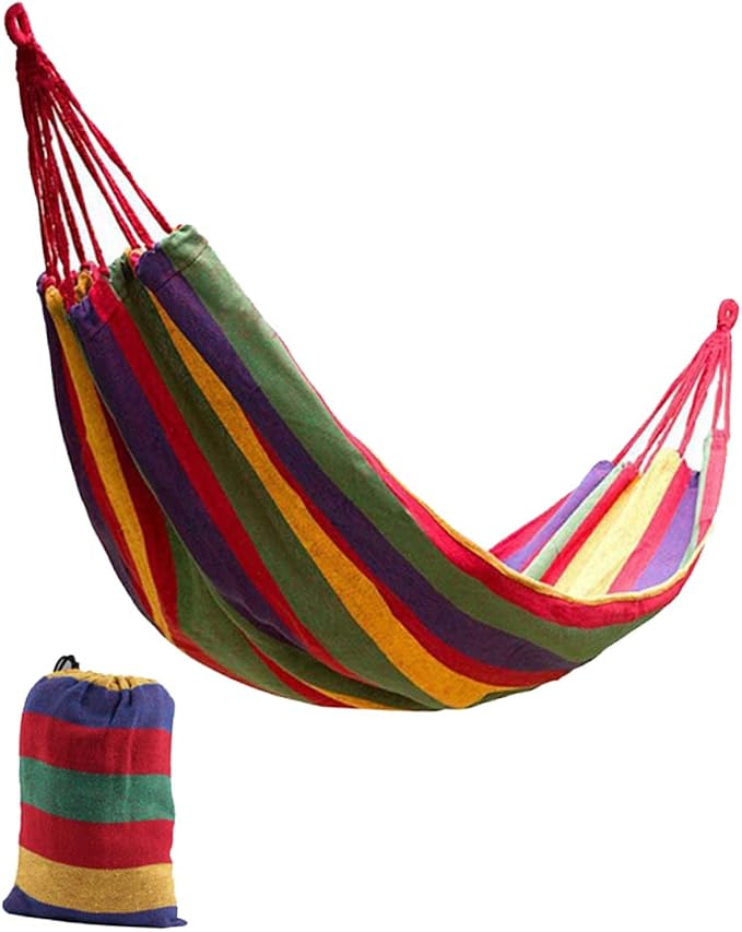 BESPORTBLE Thickened Canvas Swing Hammock for People Outdoor Camping Hammock Ropes Lightweight Easy to Carry