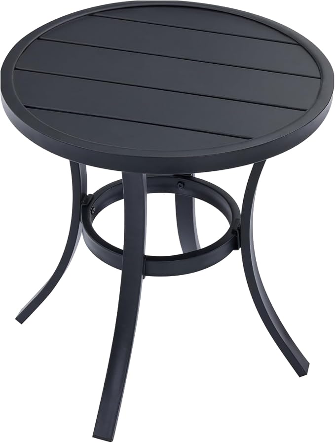 VICLLAX Small Round Patio Table for Lawn Garden, Outdoor Metal Dining Furniture, Black