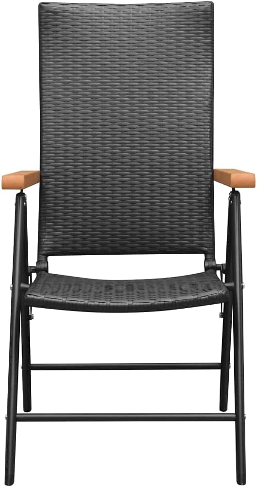 5pc Black&Brown PE Rattan Patio Dining Set 31.1 Square Table+4 Reclining Chairs Powder-Coated Alu Frame UV-Resistant Bistro Garden Balcony