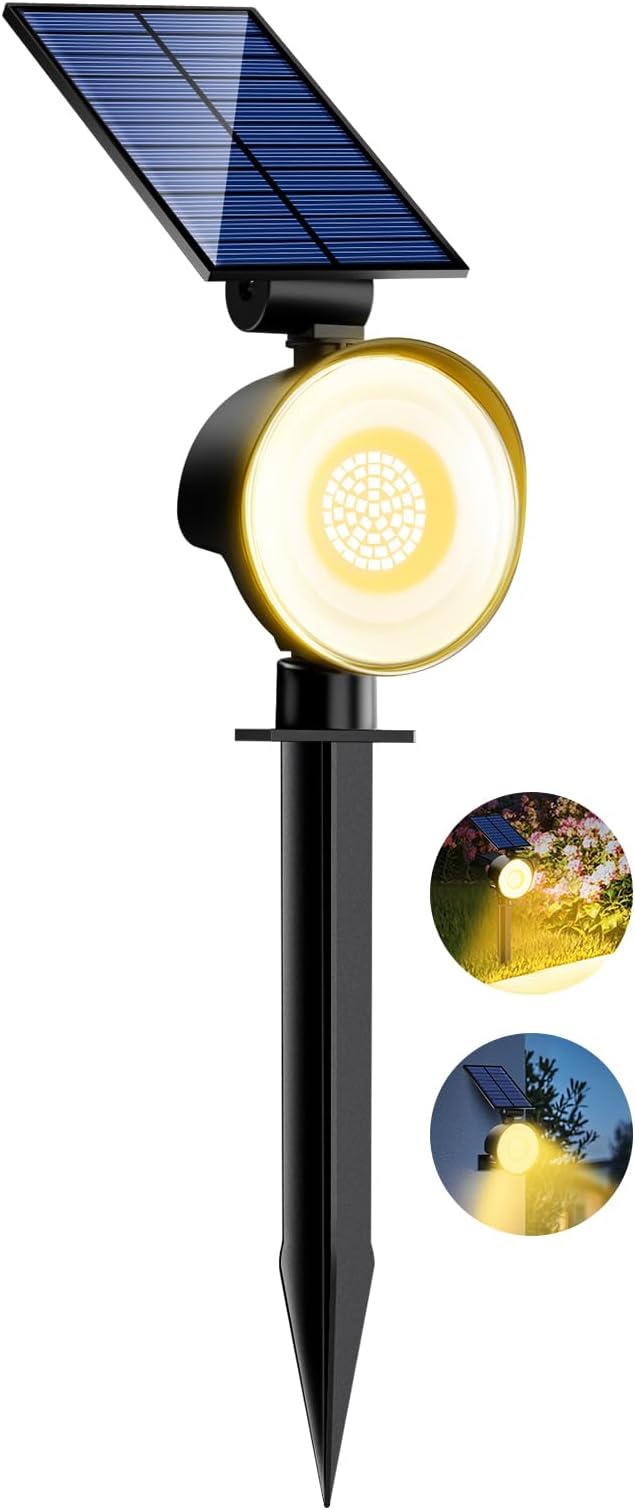 nipify Solar Spot Lights Outdoor Waterproof, Landscape Spotlights | Warm White, 1 Pack/53 LED/3 Modes, Adjustable Solar Panels, Auto On/Off, Uplights Lighting for Outside Tree Yard Flag Garden
