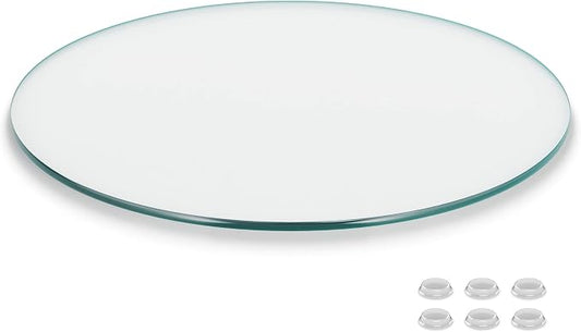 The Better Bevel 36 inch Round Glass Table Top - Clear Tempered Glass Surface Protector - Safe Pencil Polished Edge - Coffee, Dining and End Table