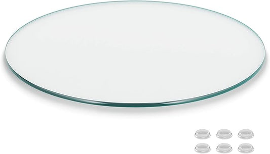The Better Bevel 28 inch Round Glass Table Top - Clear Tempered Glass Surface Protector - Safe Pencil Polished Edge - Coffee, Dining and End Table