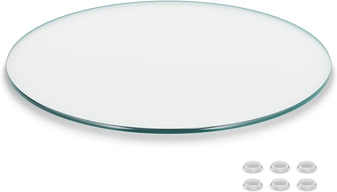 The Better Bevel 20 inch Round Glass Table Top - Clear Tempered Glass Surface Protector - Safe Pencil Polished Edge - Coffee, Dining and End Table