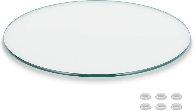 The Better Bevel 12 inch Round Glass Table Top - Clear Tempered Glass Surface Protector - Safe Pencil Polished Edge - Coffee, Dining and End Table
