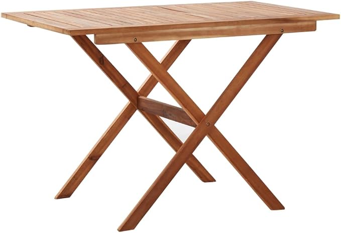 Outdoor Rectangular Dining Table, Solid Acacia Wood Garden Patio Furniture for Balcony, 43.3 x 26.4 x 29.1 in