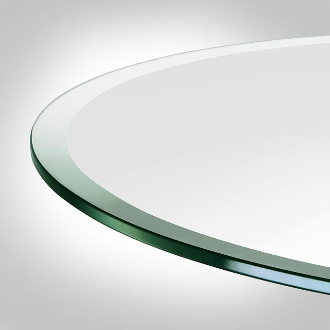 Dulles Glass 32 inch Round Glass Table Top - Tempered - 1/2" Thick Glass Surface, Safe Beveled Edge, Multipurpose for Dining Table, Patio, Coffee and End Table
