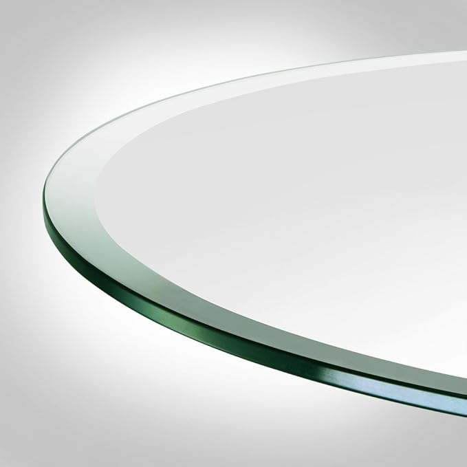 Dulles Glass 45 inch Round Glass Table Top - Tempered - 1/4" Thick Glass Surface, Safe Beveled Edge, Multipurpose for Dining Table, Patio, Coffee and End Table
