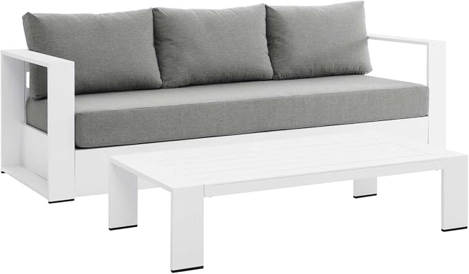 Modway Tahoe 2-Piece Fabric/Powder-Coated Aluminum Outdoor Set in Gray/White