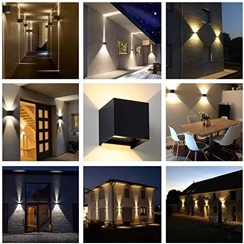 LED Aluminum Waterproof Wall Lamp, (Upgrade Dusk to Dawn Sensor) Waterproof Outdoor Light 20W 100-277V 2800K-3000K(Not dimmable) Outdoor Wall Light Warm Light 2LEDS (Black-20W-Larger)