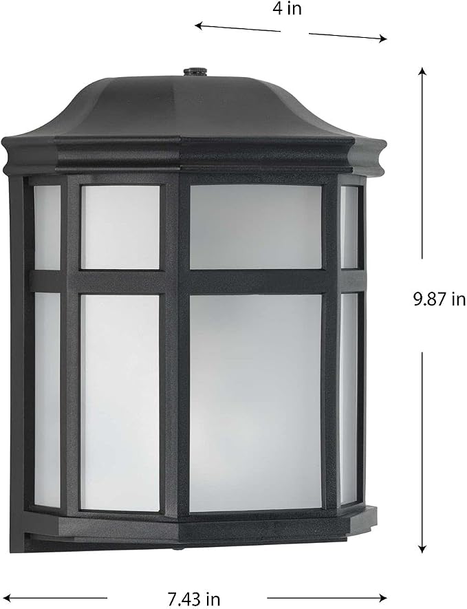 Progress Lighting Milford Non-Metallic Lantern Collection 1-Light Frosted Shade Traditional Outdoor Wall Lantern Light Textured Black