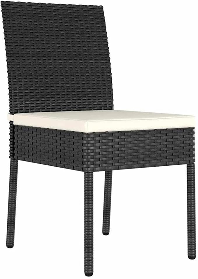 Afuera Living 5 Piece Poly Rattan Garden Dining Set, Black Finish, Powder-Coated Steel Frame, Durable UV-Resistant Materials, Removable Cushions, Modern Outdoor Patio or Garden Seating for 4