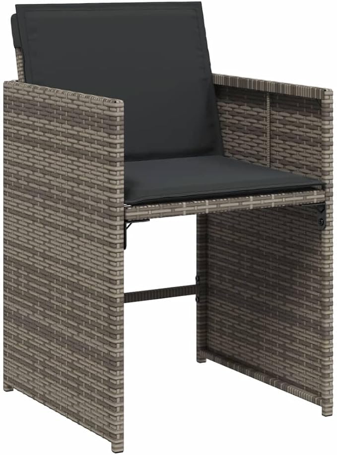 9-Piece Patio Dining Set with Cushions Gray Poly Rattan Outdoor Furniture Set for Backyard Garden Balcony Porch
