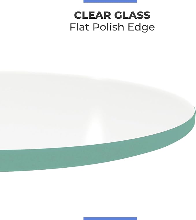 18 Inch Round Tempered Glass Table Top Flat Polished Edge 1/2” Thick Round Glass Table Top Heavy Duty, Dining, Coffee, and Office Tables by Fab Glass and Mirror
