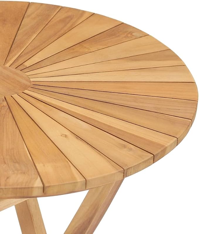 vidaXL Solid Teak Wood Folding Patio Table Garden Outdoor Balcony Backyard Terrace Dining Dinner Dinette Wooden Home Decor Furniture