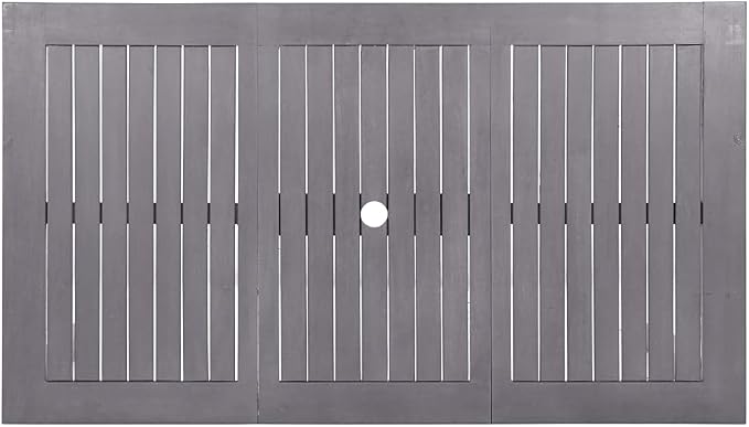 Grey Wash Solid Acacia Wood Garden Table 140cm, Wood Grey Table for Outdoor Patio Terrace, Durable Rectangular Dining Seats 4 People