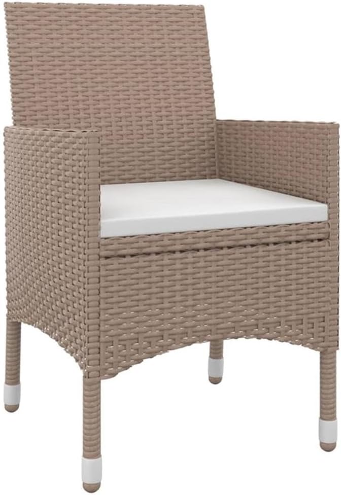 Afuera Living Contemporary PE Rattan Patio Dining Set, Beige Finish, 5-Piece Weather-Resistant Outdoor Furniture with Cushioned Seats, Square Table and 4 Chairs, Modern Garden or Balcony Use