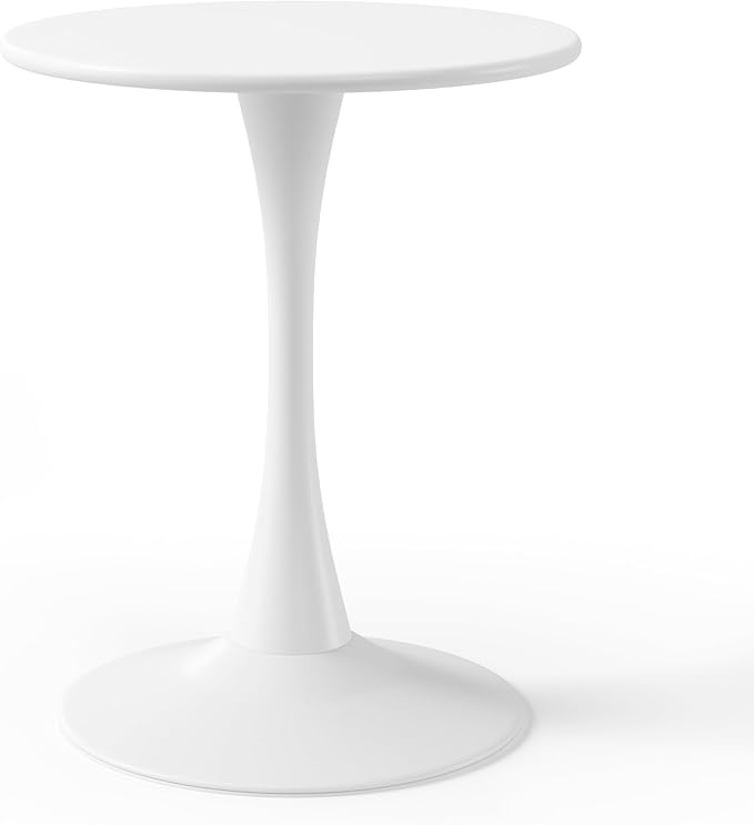 WestinTrends Playa 23.5" Round Outdoor Indoor Metal Cocktail Dining Table, White