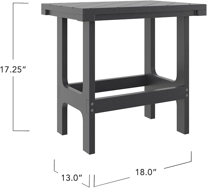 Outdoor Side Table, Slate Grey – Durable Recycled Plastic Table, All-Weather