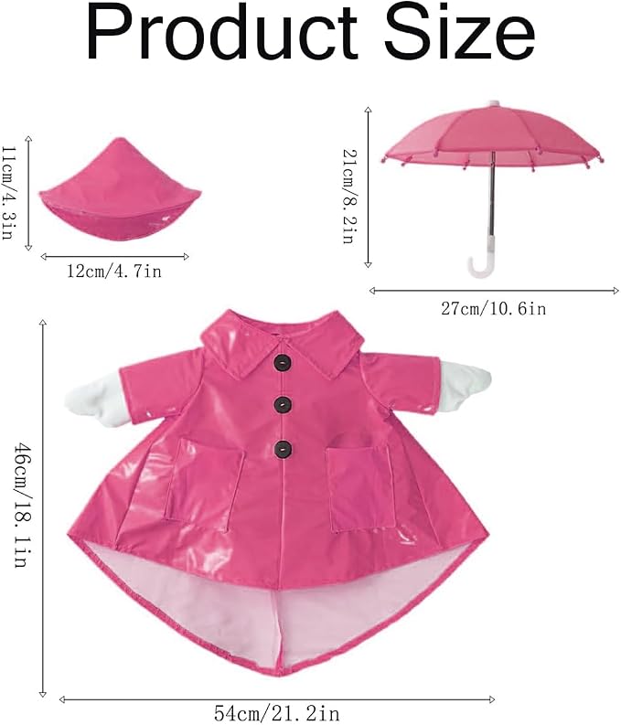 STONESTAR Raincoat Porch Goose Outfits with Umbrella Hat, Goose Spring Outfit Lawn Goose Raincoat Clothes Costume Fits 23" Geese Statue, Summer Garden Lawn Patio Yard Outdoor Decor (Raincoat-Pink)