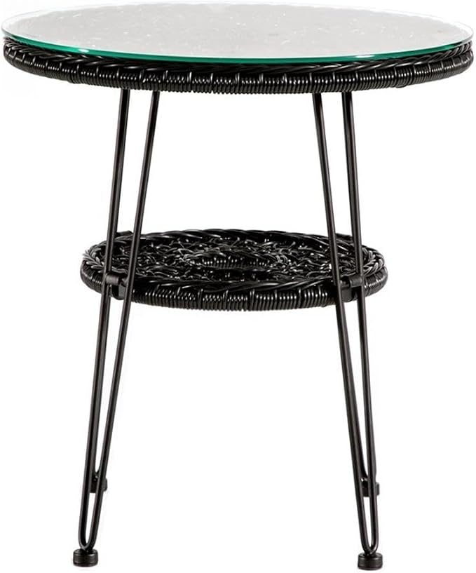 Furniture of America Muse & Lounge Co. Serene Wicker/Rattan Round Outdoor Coffee Table in Black