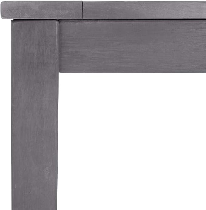 Grey Wash Solid Acacia Wood Garden Table 140cm, Wood Grey Table for Outdoor Patio Terrace, Durable Rectangular Dining Seats 4 People