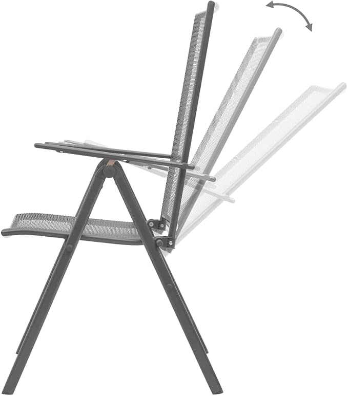 3 Piece Garden Dining Set with Anthracite Powder Coated Steel, Adjustable Reclining Chairs and Stackable Design for Outdoor Patio