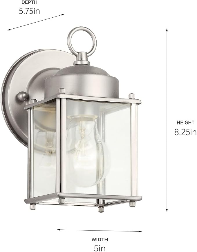 KICHLER 9611SS Outdoor Wall Light, 8.25" Height, Stainless Steel, 1 Light