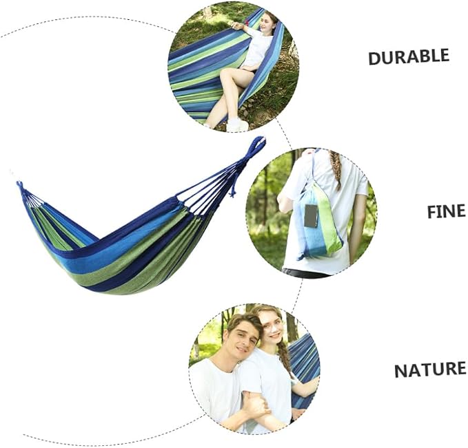 Abaodam Double Camping Hammock Canvas Swing for Outdoor and Indoor Use Thickened and Widened Portable Hanging Hammock Suitable for Adults