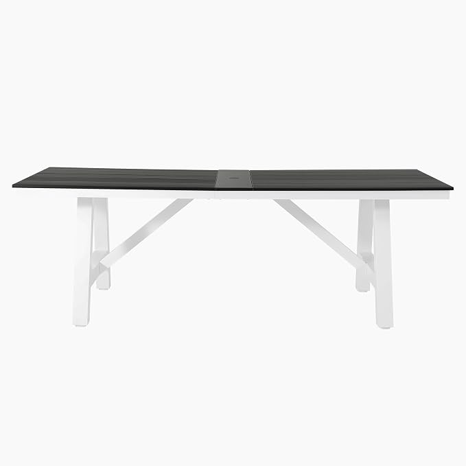 WestinTrends Cape May 9-Piece HDPE Outdoor Furniture Patio Dining Table with Umbrella Hole and Chairs Set for 8, Gray