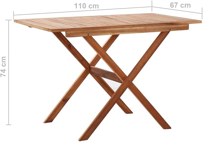 Solid Acacia Wood Outdoor Table 43.3 x 26.4 x 29.1 Inch Rectangular Garden Furniture for Patio Balcony Rustic Design Weather Resistant Assembly