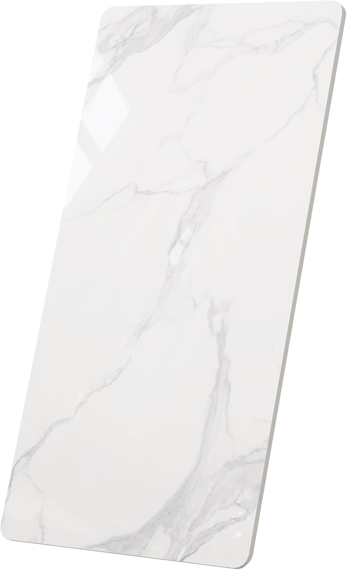 Rectangle Table Top,47.2 ”x 23.6 ” White Sintered Stone Tabletop, DIY Replacement & Cover Marble Desktop, Scratch & Wear Resistant, Easy to Clean, Suitable for Indoor & Outdoor.