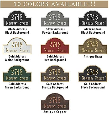 Whitehall Personalized Cast Metal Address Plaque with Arch Top. Made in the USA. Display Your Address and Street Name. Custom House Number Sign. Wall Mounted Sign.