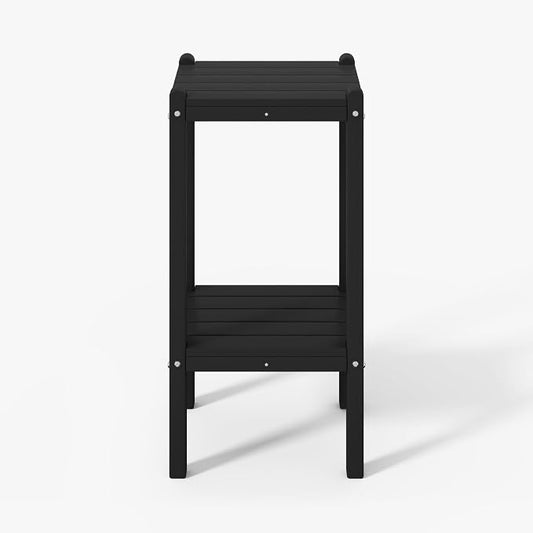 WestinTrends Malibu 36" Outdoor Adirondack HDPE 2-Tier Patio Side Table, Black