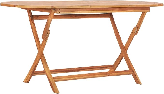 Folding Outdoor Table Natural Teak Solid Teak Wood 63x31.5x29.5 in Practical for Outdoor Dining and Gatherings