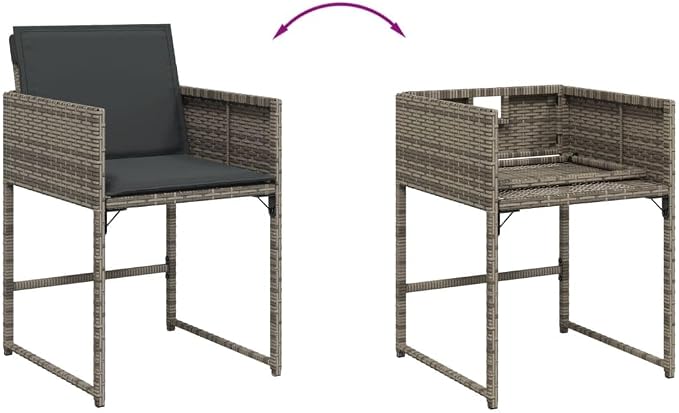 5 pcs Set Modern Patio Dining Set & Balcony Furniture Gray PE Rattan Garden Dining Set Outdoor Dining Set for Front Porch Lawn Backyard 43.3 x 41.7 x 28.7 in