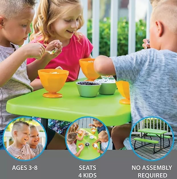 Generic Perfect for Outdoor Fun! The Outdoor Children's Picnic Table is Ideal for Playdates, picnics, and Crafts. (Lime Green), 260225