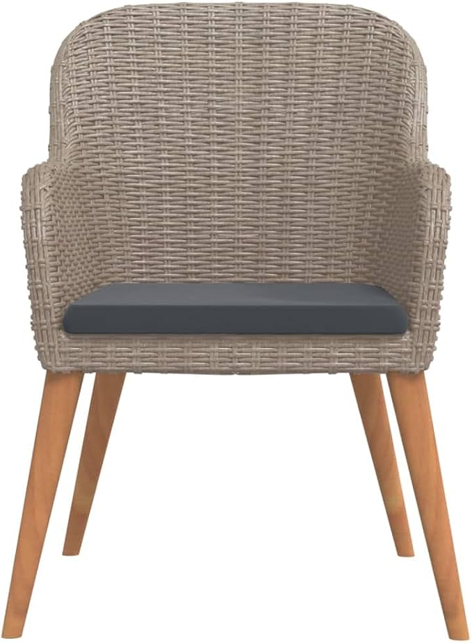 5 Piece Patio Dining Set, Brown PE Rattan Wicker Outdoor Dining Table and Chairs with Cushions, Glass Top Bistro Table and 4 Armchairs for Garden, Backyard and Deck