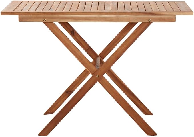 Patio Table & Pool Side Table Brown Solid Acacia Wood Outdoor Table Picnic Table for Deck Porch Balcony 43.3 x 26.4 x 29.1 in