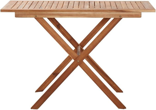 Solid Acacia Wood Outdoor Table for Balcony and Patio Dining, Rectangular Garden Table in Natural Acacia Wood Finish