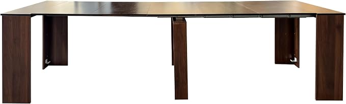 20.08" - 118.50" Extendable Dining Room Table, Modern Extra Long Folding Dining Tables for 2-10 People, Outdoor Patio Furniture Set, Adjustable Kitchen Dinner Table, Black Walnut