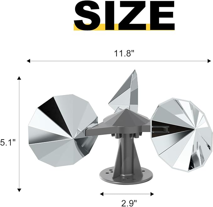 OFFO 3 PCS Bird Scare Reflective Device, Bird Reflector with Plastic Base for Outside, Keep Pigeon Woodpeckers and Sparrows Away for Outdoor Boats Roofs Gardens