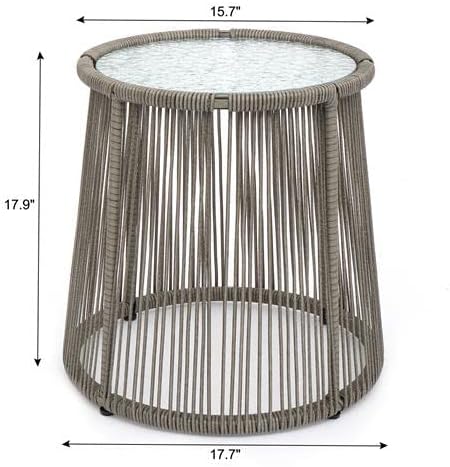 Guest Patio Wicker Conversation Bistro Set Great by The Pool Comfortable Rattan Chair Conversation Sets with Tempered Glass Table