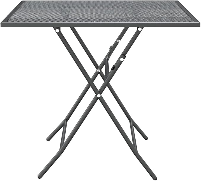 3 Piece Patio Dining Set with Expanded Metal Mesh Adjustable Chairs Foldable Table Anthracite for Outdoor Backyard Garden Balcony BBQ Party