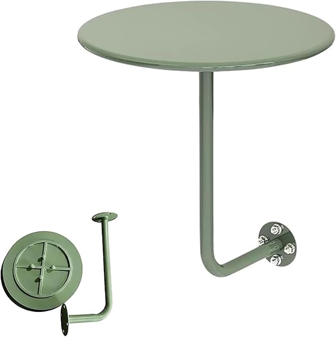 Wall Mounted Round Bar Table, Heavy Duty Iron Floating Desk, Space Saving Dining Table for Small Spaces, Waterproof Indoor/Outdoor Coffee Table, 19.7in Diameter