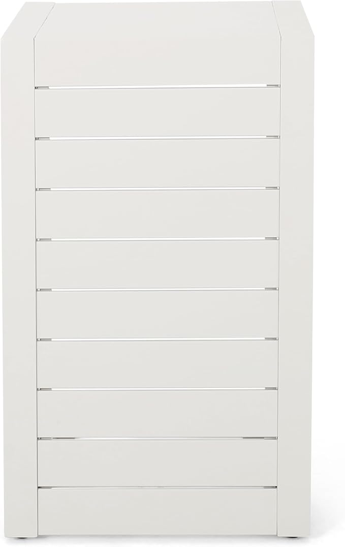 24" H Aluminium Patio Side Table, Small C-Shaped Outdoor Sofa Table,Coffee Table for Patio, Garden,Balcon,White